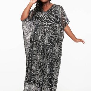 Unique Vintage Black and Silver Sequin Kaftan